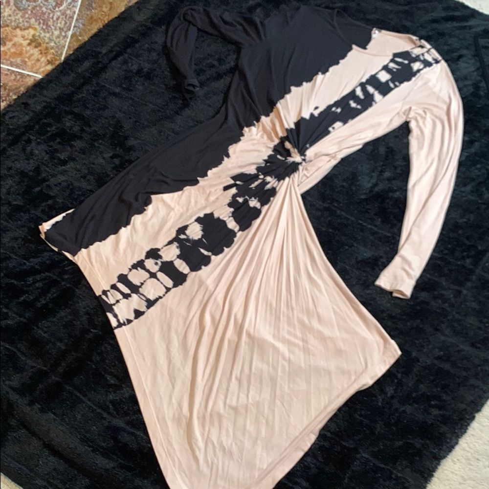 Young Fabulous & Broke Elegant Blue / Black and Pink Tie-Dye Dress Size Large - Picture 10 of 13